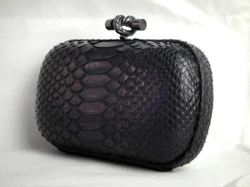 Bottega Veneta Clutches New Knot 8651 Black Snake